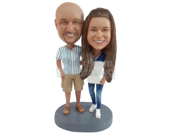 Couple Wearing Similar Jerseys Personalized Bobblehead Couple Wearing Similar Jerseys Personalized Bobblehead